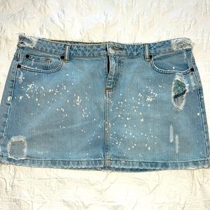 Rampage distressed jean mini skirt